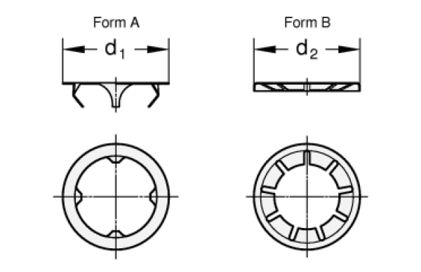 GN 509.3 Federringe, Befestigungselemente für Kugelrollen GN 509 / GN 509.1