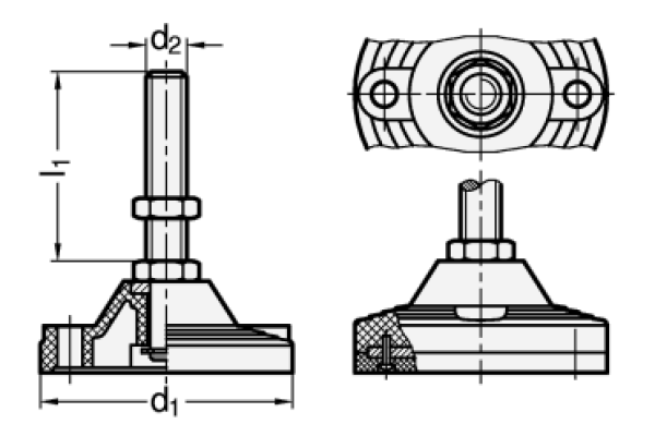 GN 247 Stellfüße mit Befestigungsbohrung
