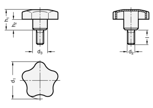 GN 5334 Edelstahl-Sterngriffschrauben 1.4301 (A2)