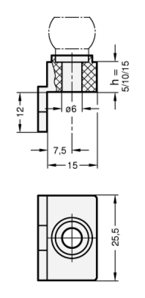 GN 450.1 Abstandhalter für Kugelschnäpper aus Kunststoff