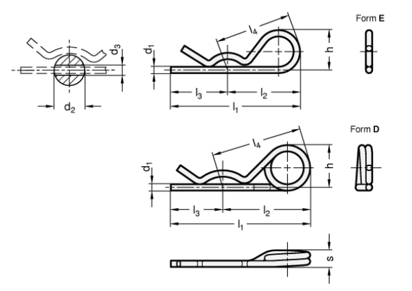 GN 1024 Federstecker aus Stahl oder Edelstahl