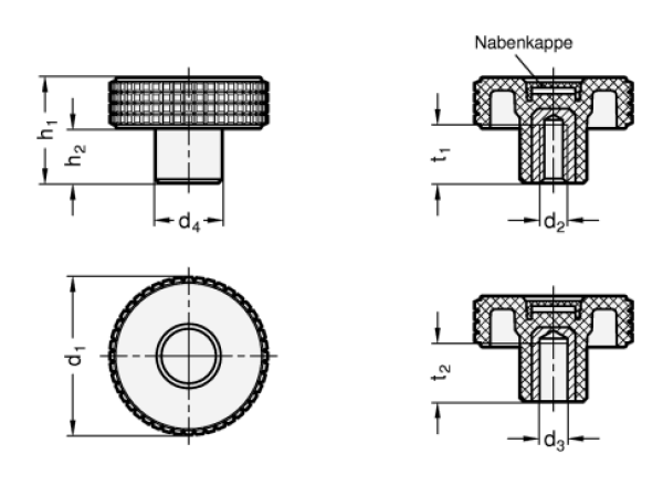 GN 534 Kordelgriffe, Kunststoff