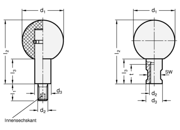 GN 319.5 Drehbare Kugelknöpfe, Kunststoff / Edelstahl