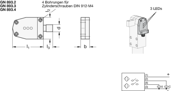 GN 893.4 Näherungsschalter für Kraftspanner, induktiv Sensor