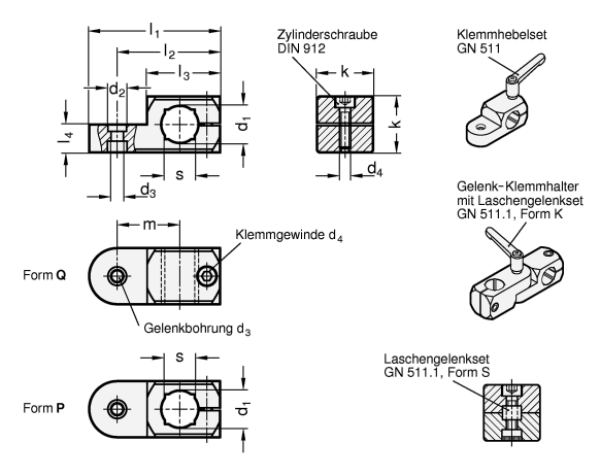 GN 482 Aluminium Laschen-Klemmhalter