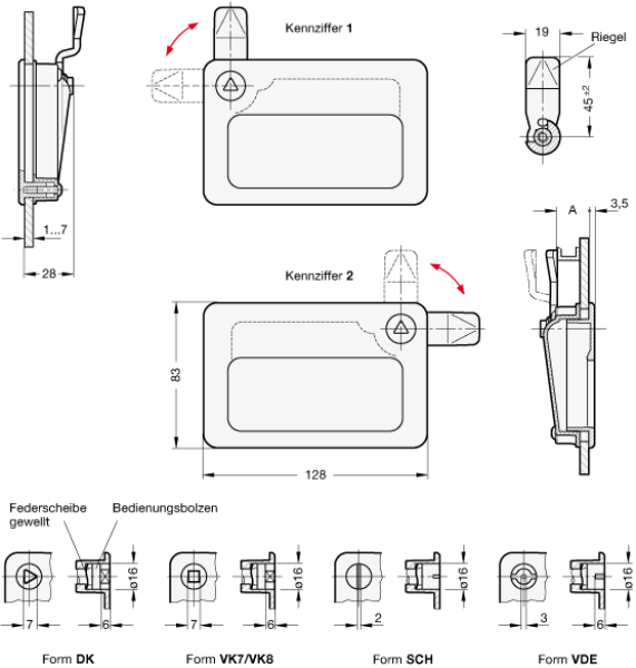 GN 115.10 Verriegelungen mit Griffschale - nicht abschließbar