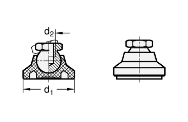 GN 343.3 Gelenkfüße, Fuß Kunststoff / Gewindebuchse Stahl