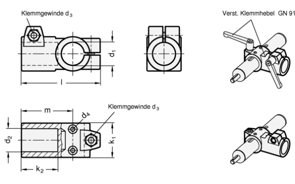 GN 192.1 Verfahrschlitten für Lineareinheiten, Aluminium