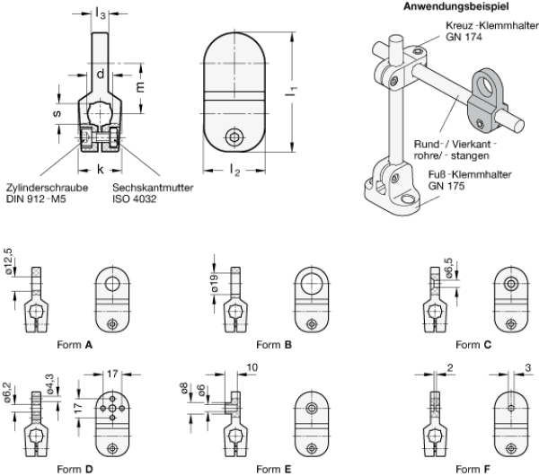 GN 176 Befestigungslaschen, Kunststoff