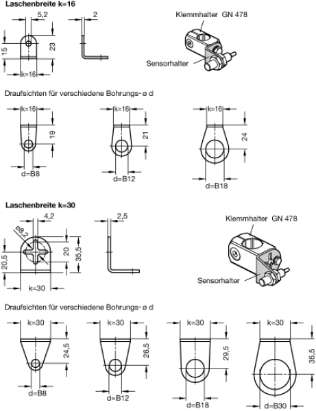 GN 479 Edelstahl - Sensorhalter