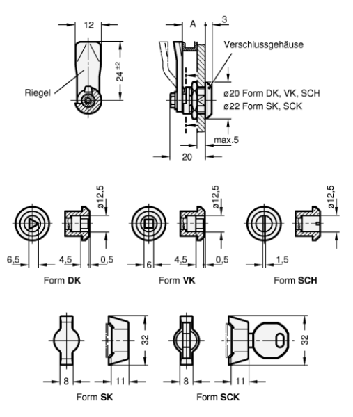GN 115.1 Mini-Verriegelungen, Zink-Druckguss