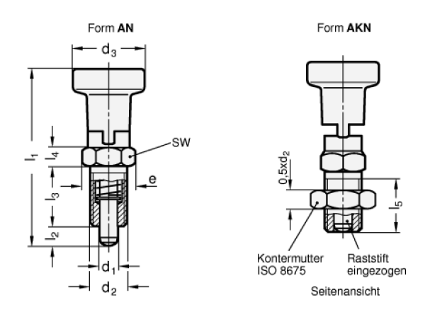 GN 617.1 Edelstahl-Rastbolzen mit Rastsperre