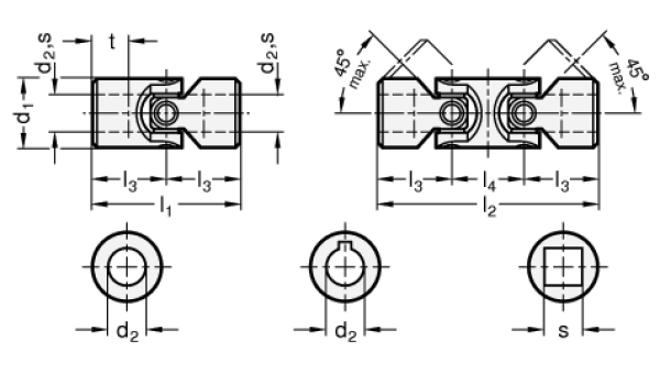 DIN 808 Kreuzgelenke mit Gleitlager