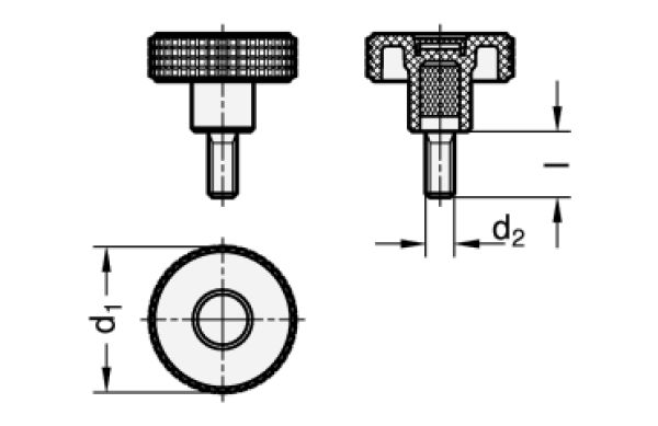 GN 534 Kordelgriffschrauben Kunststoff