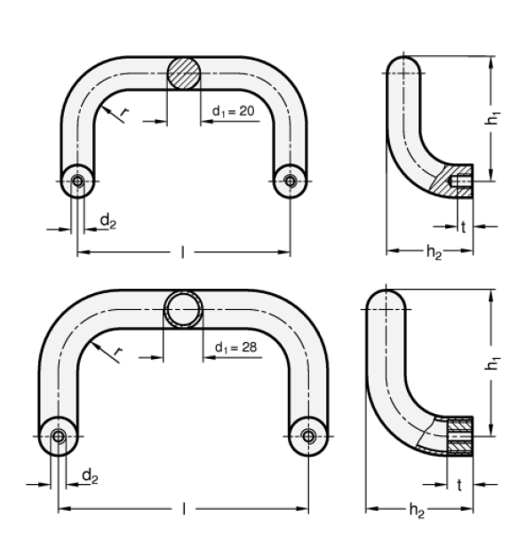 GN 426.1 Aluminium - Bügelgriffe