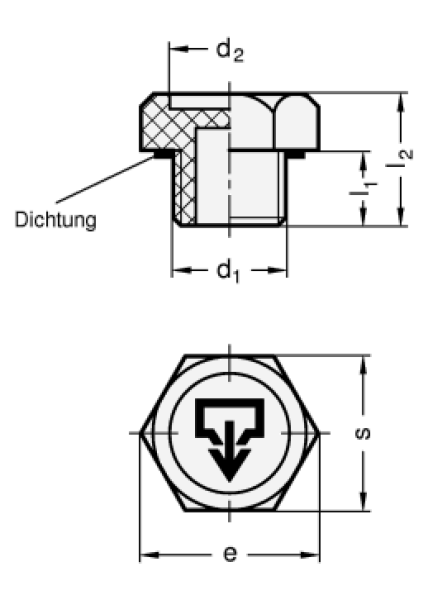 GN 740 Verschlussschrauben mit Ablasssymbol aus Kunststoff