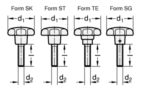 GN 6336.4 Sterngriffschrauben, Stahl-Gewindestift