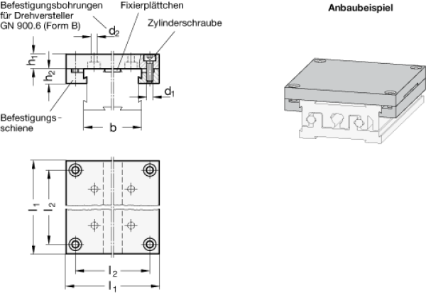GN 900.4 Montageplatten, Aluminium