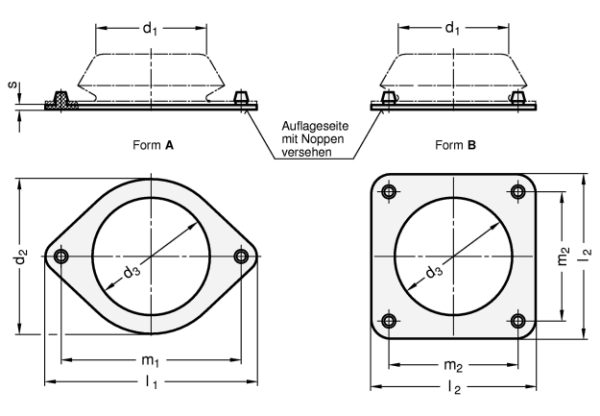 GN 148.2 Gummiunterlagen für Maschinenfüße GN 148