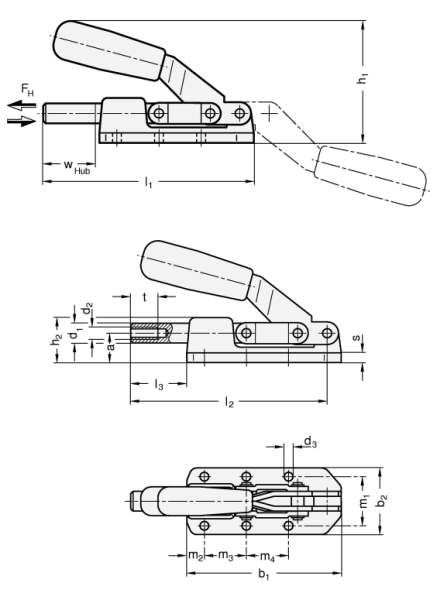GN 842 Schubstangen-Spanner für Druck- und Zugspannung