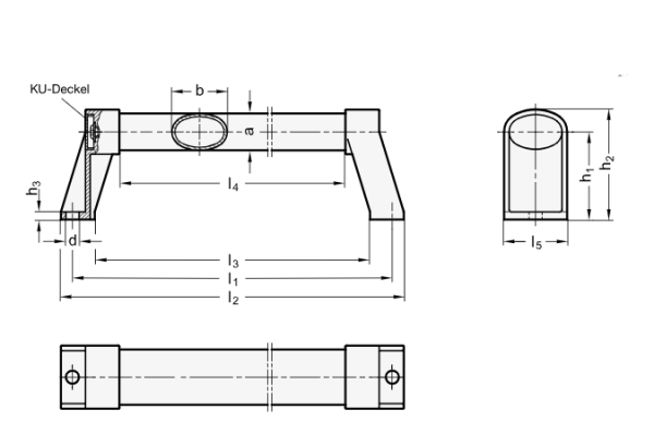 GN 334.1 Ovalrohrgriffe Montage von der Bedienungsseite
