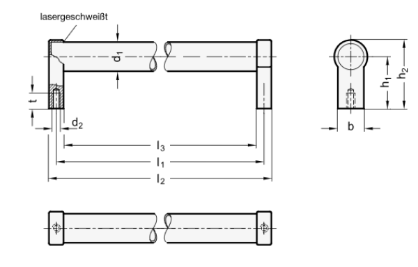 GN 333.5 Edelstahl-Rohrgriffe