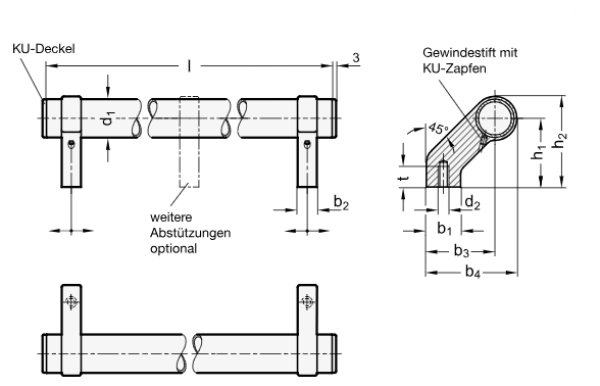 GN 333.2 Rohrgriffe mit verschiebbaren Grifffüßen