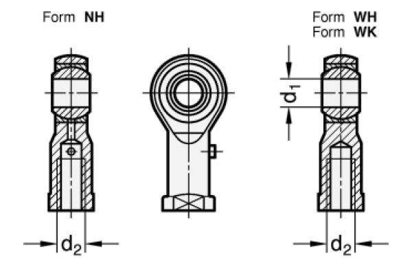 GN 648.5 Edelstahl - Gelenkköpfe mit Innengewinde