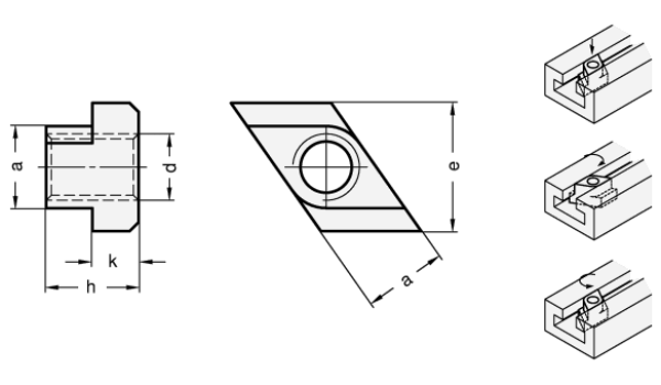 GN 508.1 Rhombus-Muttern für T-Nuten