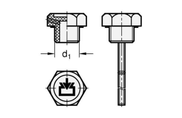 GN 747 Verschlussschrauben mit Einfüllsymbol aus Kunststoff