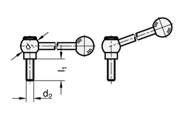 GN 6337.3 Verstellbare Kugelgriffe, Stahl