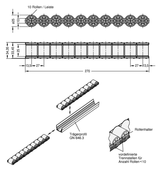 GN 646.1 Rollenleisten für Rollschienen