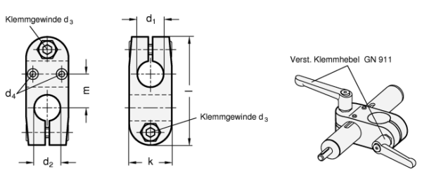 GN 131.1/131.2 Verfahrschlitten für Lineareinheiten, Aluminium oder Edelstahl,  für Einachssystem/Zweiachssystem