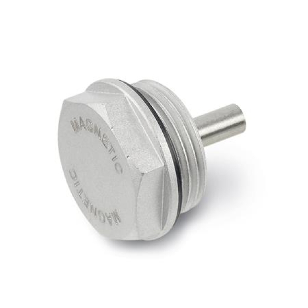 GN 738.1 Magnetstopfen aus Aluminium mit Viton-Dichtung, beständig bis 180 °C, blank
