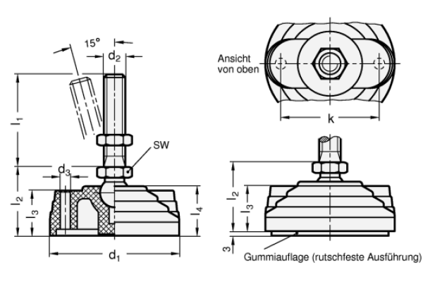 GN 345.5 Gelenkfüße, Kunststoff / Edelstahl