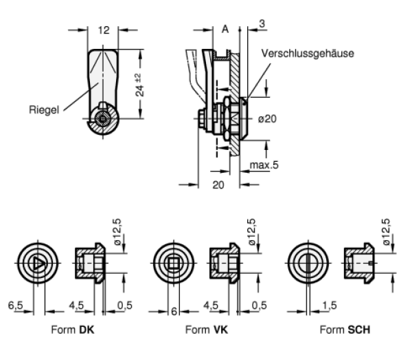 GN 115.6 Edelstahl - Mini-Verriegelungen