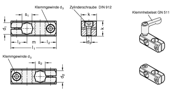GN 474 Kreuz-Klemmhalter, Aluminium