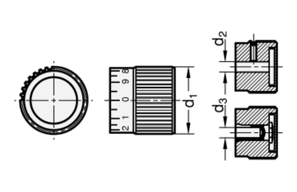 GN 726.1 Drehknöpfe, Aluminium