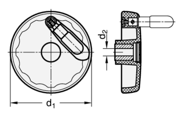 GN 521.3 Umleggriff-Handräder, Kunststoff