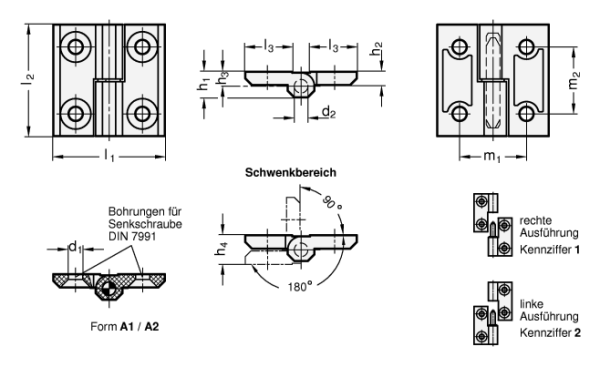 GN 337.1 Kunststoff - Scharniere, aushängbar