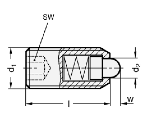 GN 615.4 Federnde Druckstücke mit Bolzen aus Stahl