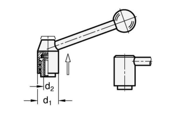 GN 212.3 Verstellbare Spannhebel, Innengewinde, Stahl