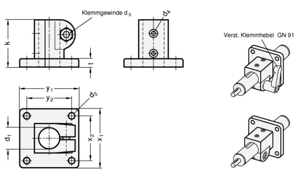 GN 162.1 Verfahrschlitten für Lineareinheiten, Aluminium/Edelstahl